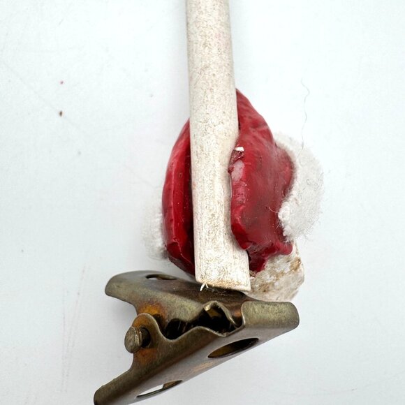 Vintage Santa Claus Faux Candle Holder Clip-On Ornament 3.75" x 1" - Picture 6 of 7
